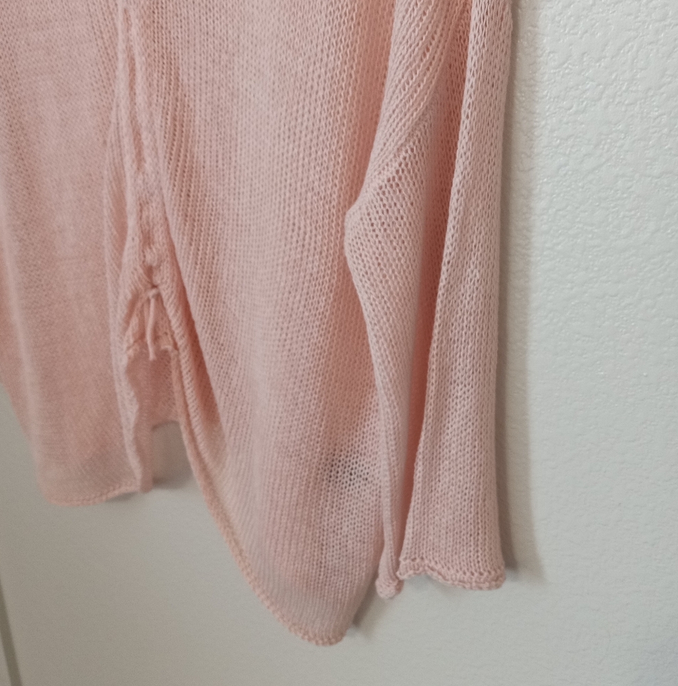 POL Knit Crochet Oversized Women's Pink Top Beach Coastal Cottagecore - Picture 3 of 8